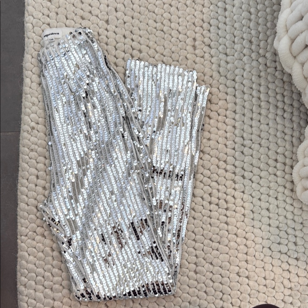 superdown Silver Sequin Skinny Pants